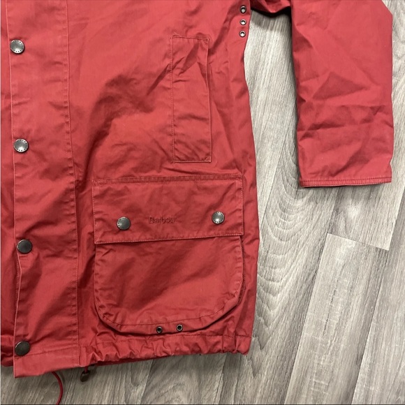 Barbour Beaufort Jacket Red Corduroy Collar Full Zip Coat, Size Medium M - Picture 5 of 16